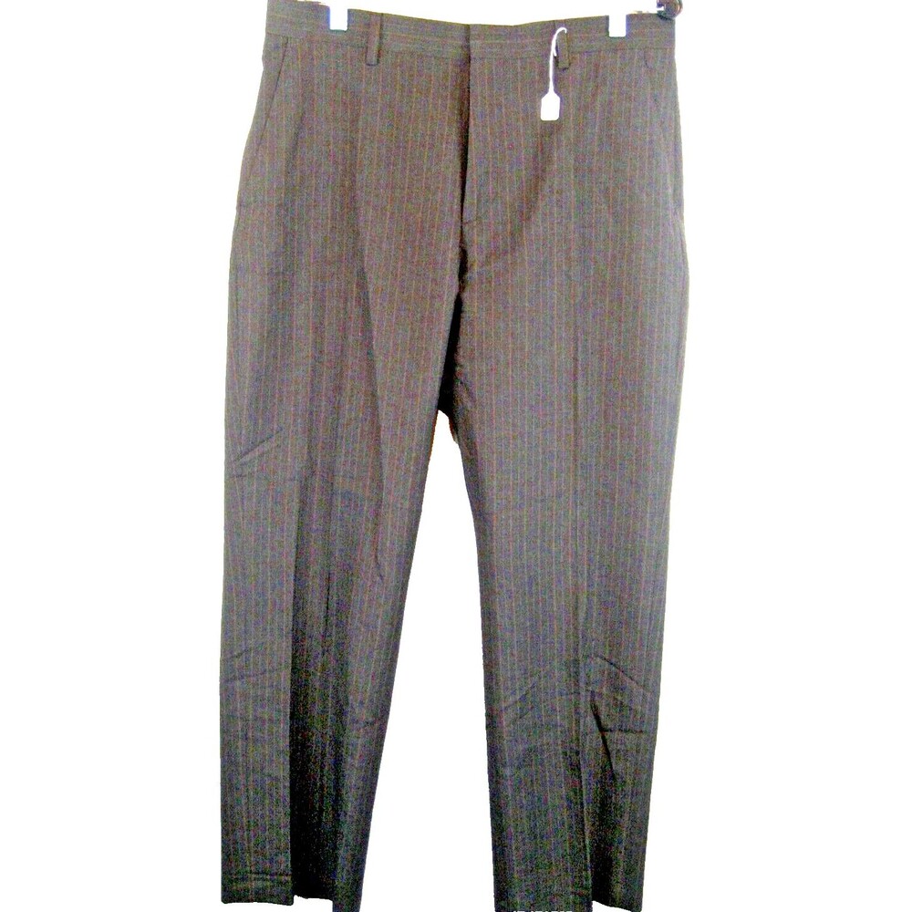 Mens NWOT Banana Republic Char Stripe Classic Flat Front Casual Pants sz 34x30